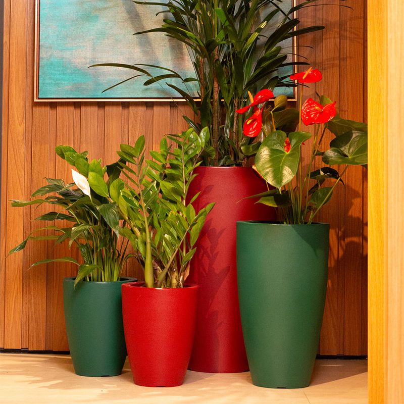 KIT DE 4 VASOS VIETNAMITA VERDES E VERMELHOS