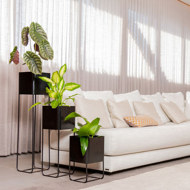 KIT DE 3 JARDINEIRA METÁLICA P PRETO ABSOLUTO