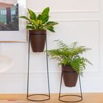 KIT DE 2 VASOS VIETNAMITA ARGILA COM SUPORTES