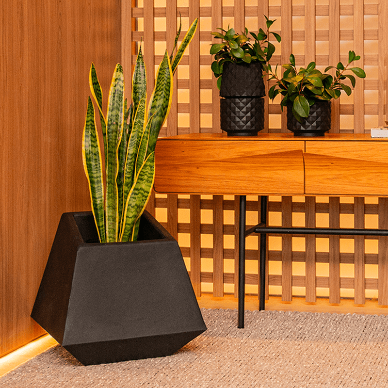 KIT VASO PRISMA COM 3 RECÔNCAVOS MINI PRETO ABSOLUTO