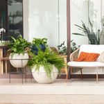 KIT DE 3 VASOS COSMOS BRANCO MÁRMORE E AZUL MACAÚBA