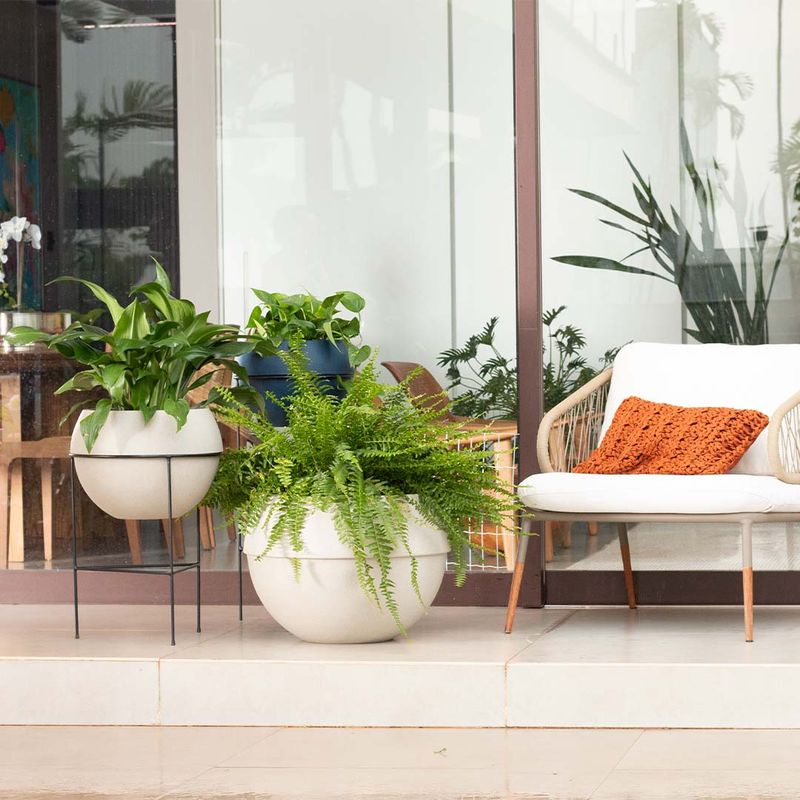 KIT DE 3 VASOS COSMOS BRANCO MÁRMORE E AZUL MACAÚBA