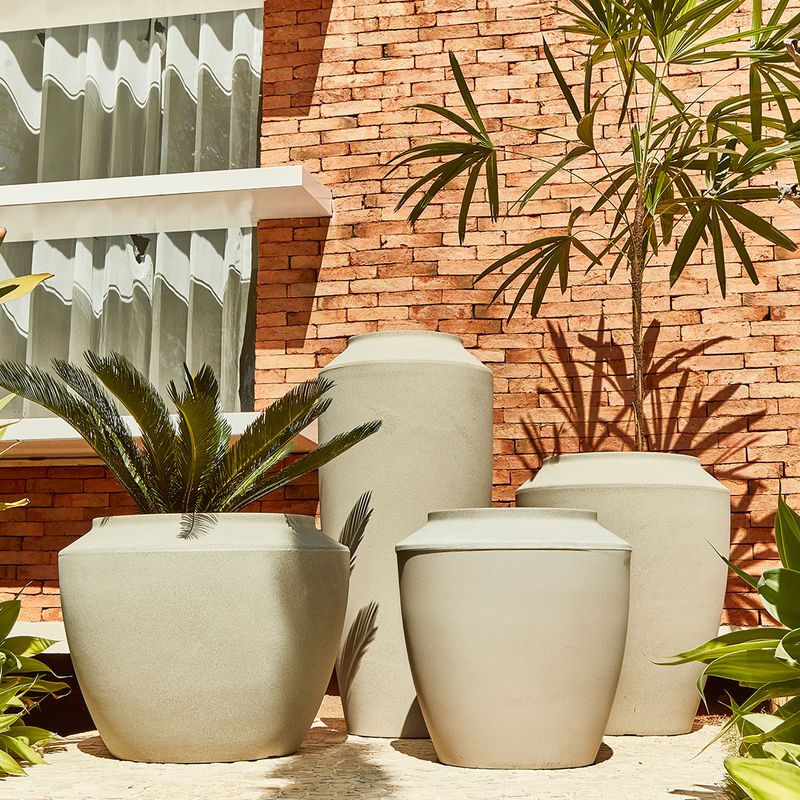 KIT DE 4 VASOS THAI BRANCO MÁRMORE