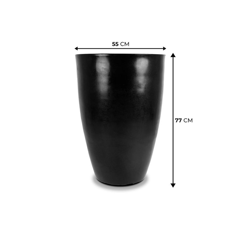KIT DE 3 VASOS CONE LISO PRETO ABSOLUTO COM PRATOS 2604