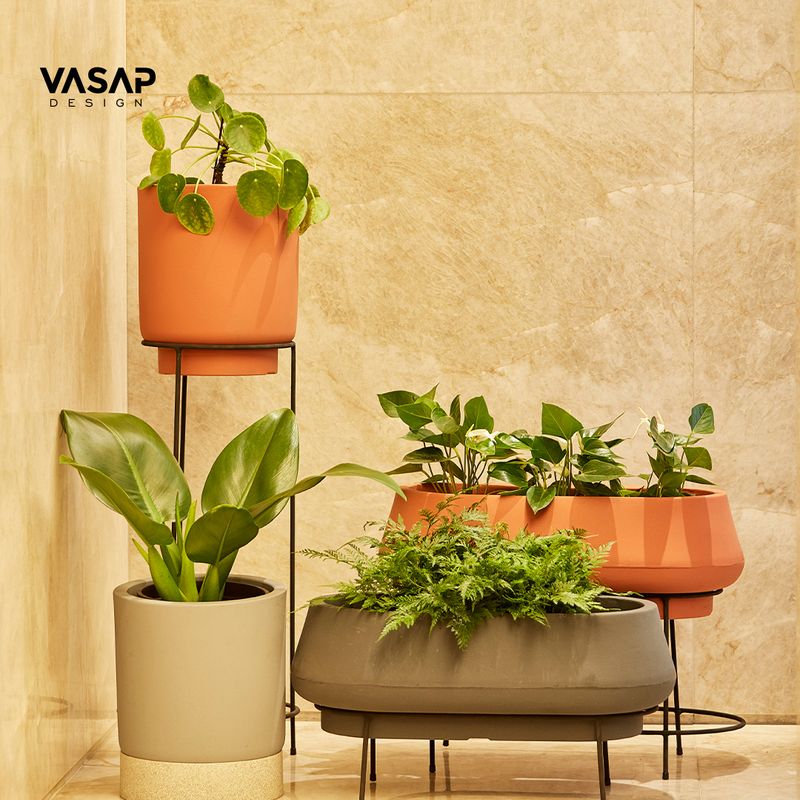 KIT DE 4 VASOS CUMBUCA CINZA E TERRACOTA