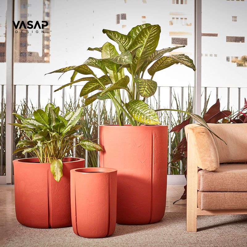 KIT DE 3 VASOS KARAJÁ TERRACOTA