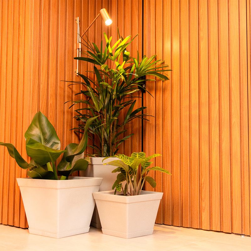 KIT DE 3 VASOS TRAPÉZIO BRANCO MÁRMORE