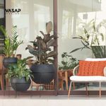 KIT DE 3 VASOS COSMOS PRETO ABSOLUTO COM SUPORTE