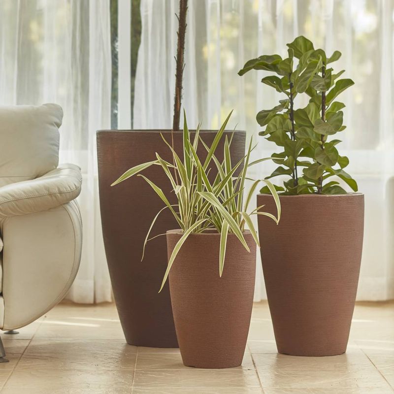 KIT DE 3 VASOS CONE GRAFIATO ARGILA