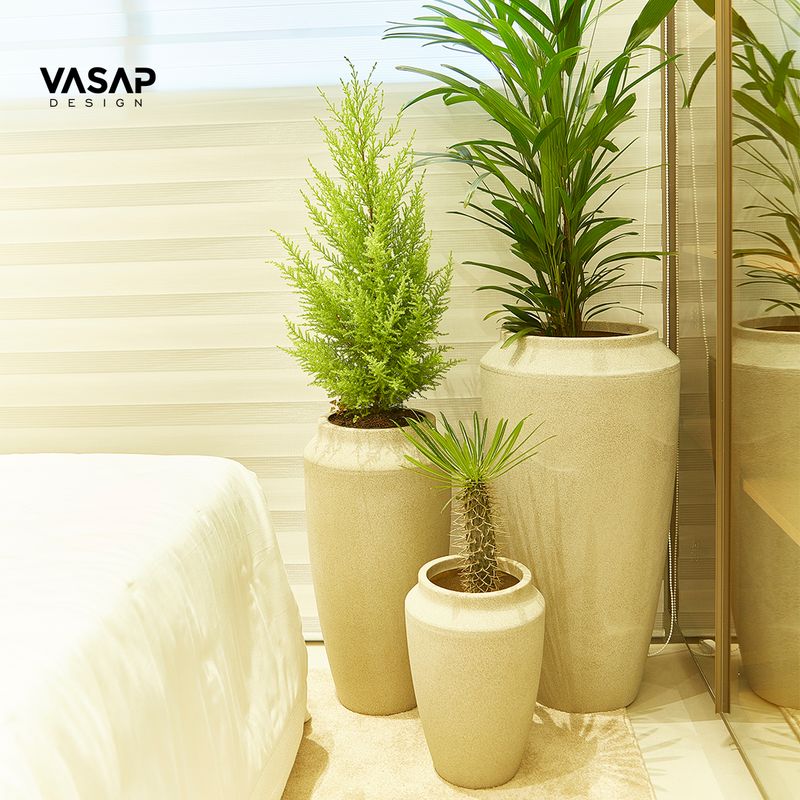 KIT DE 3 VASOS THAI BRANCO MÁRMORE