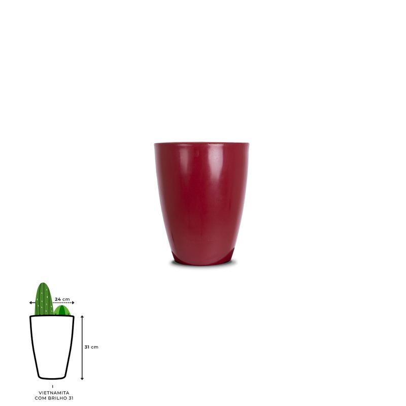 VASO VIETNAMITA 31 VERMELHO COM BRILHO 1521