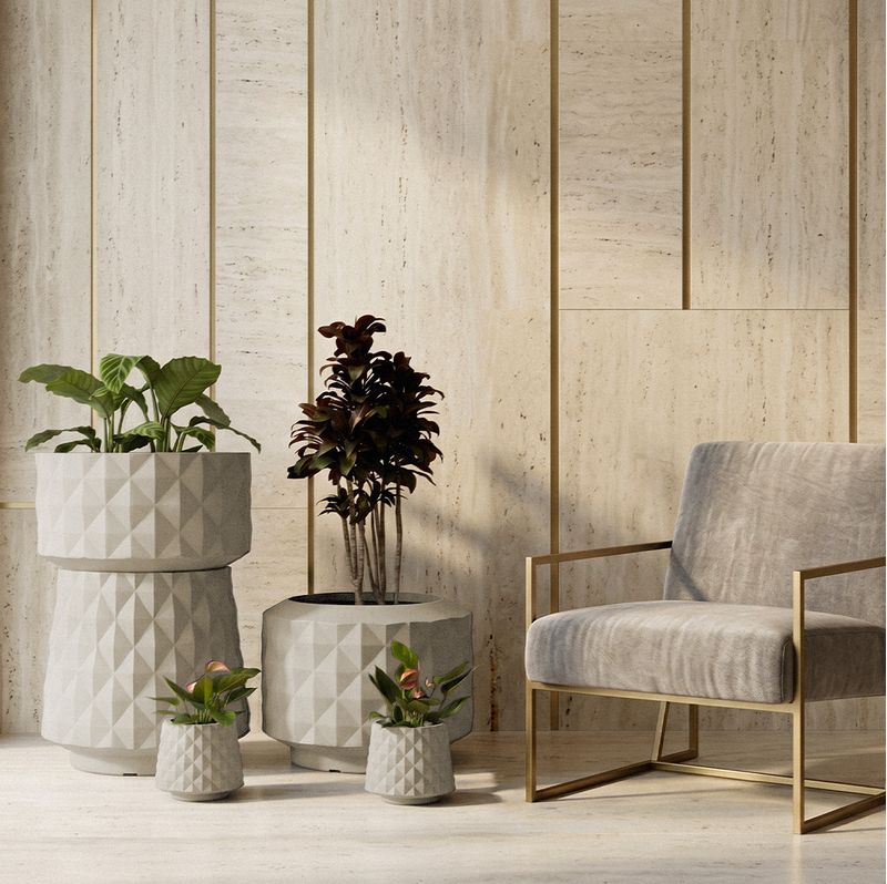 KIT DE 5 VASOS RECÔNCAVO BRANCO MÁRMORE