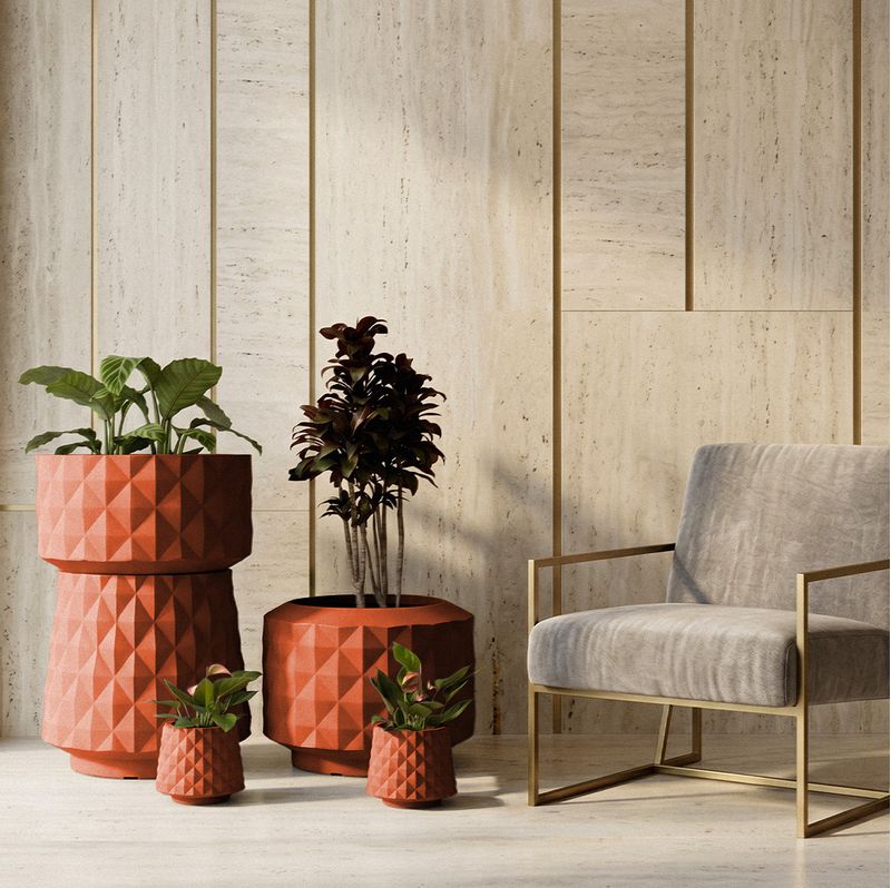 KIT DE 5 VASOS RECÔNCAVO TERRACOTA