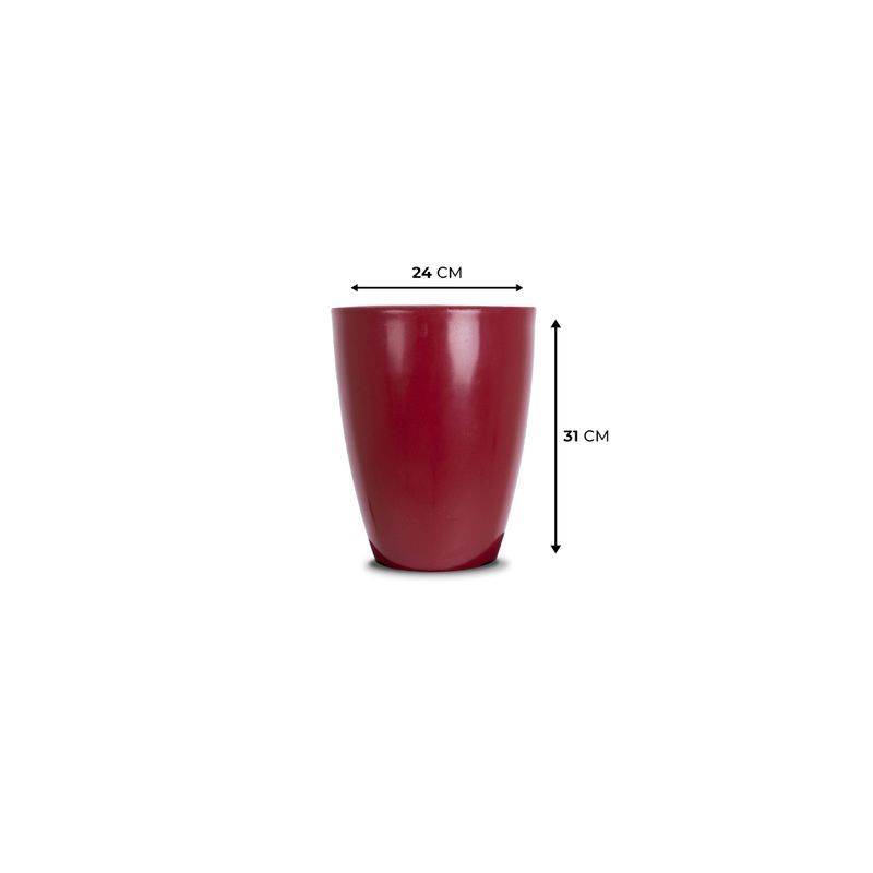 KIT DE 3 VASOS VIETNAMITA VERMELHO COM BRILHO E PRATOS 3083