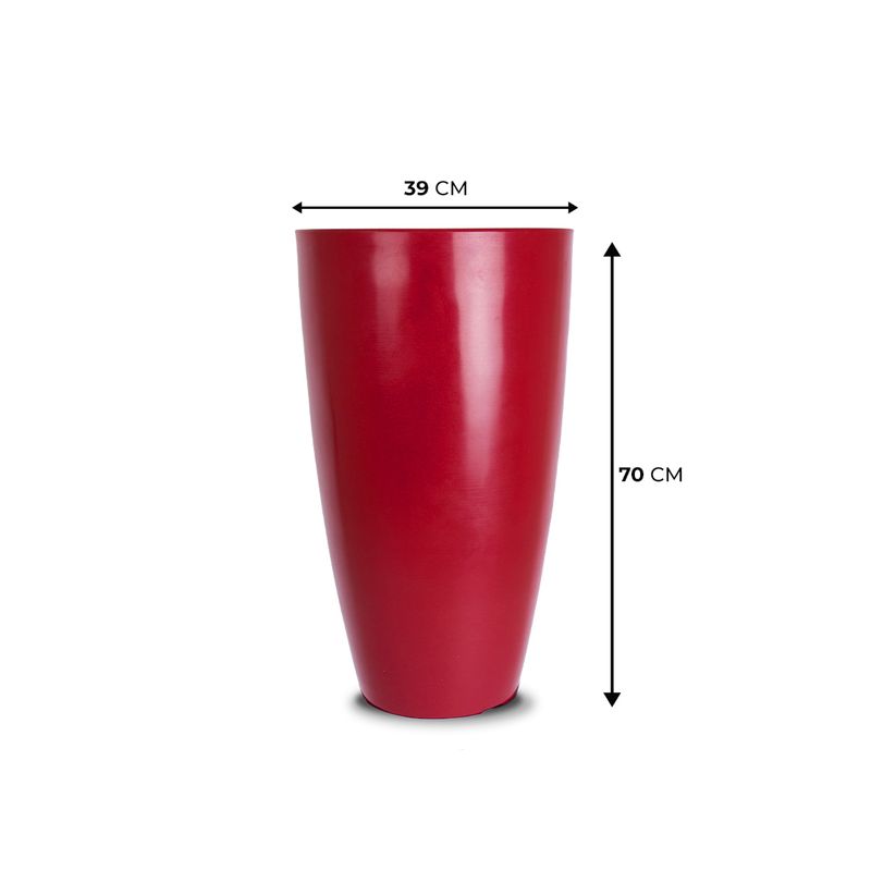 KIT DE 3 VASOS VIETNAMITA VERMELHO COM BRILHO E PRATOS 3085