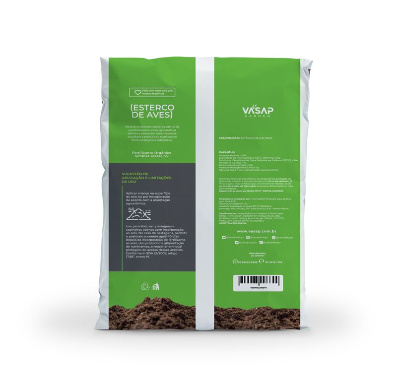 FERTILIZANTE ORGÂNICO SIMPLES ESTERCO DE AVES 5KG 4244