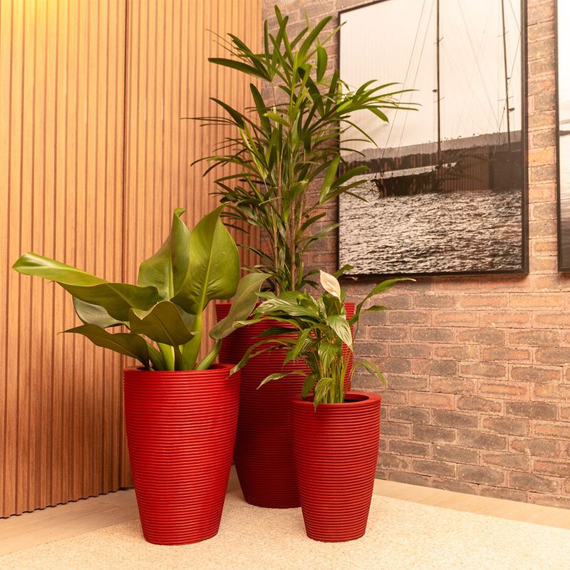 KIT DE 3 VASOS CONE RISCATO VERMELHO
