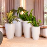KIT DE 4 VASOS CONE LISO BRANCO MÁRMORE